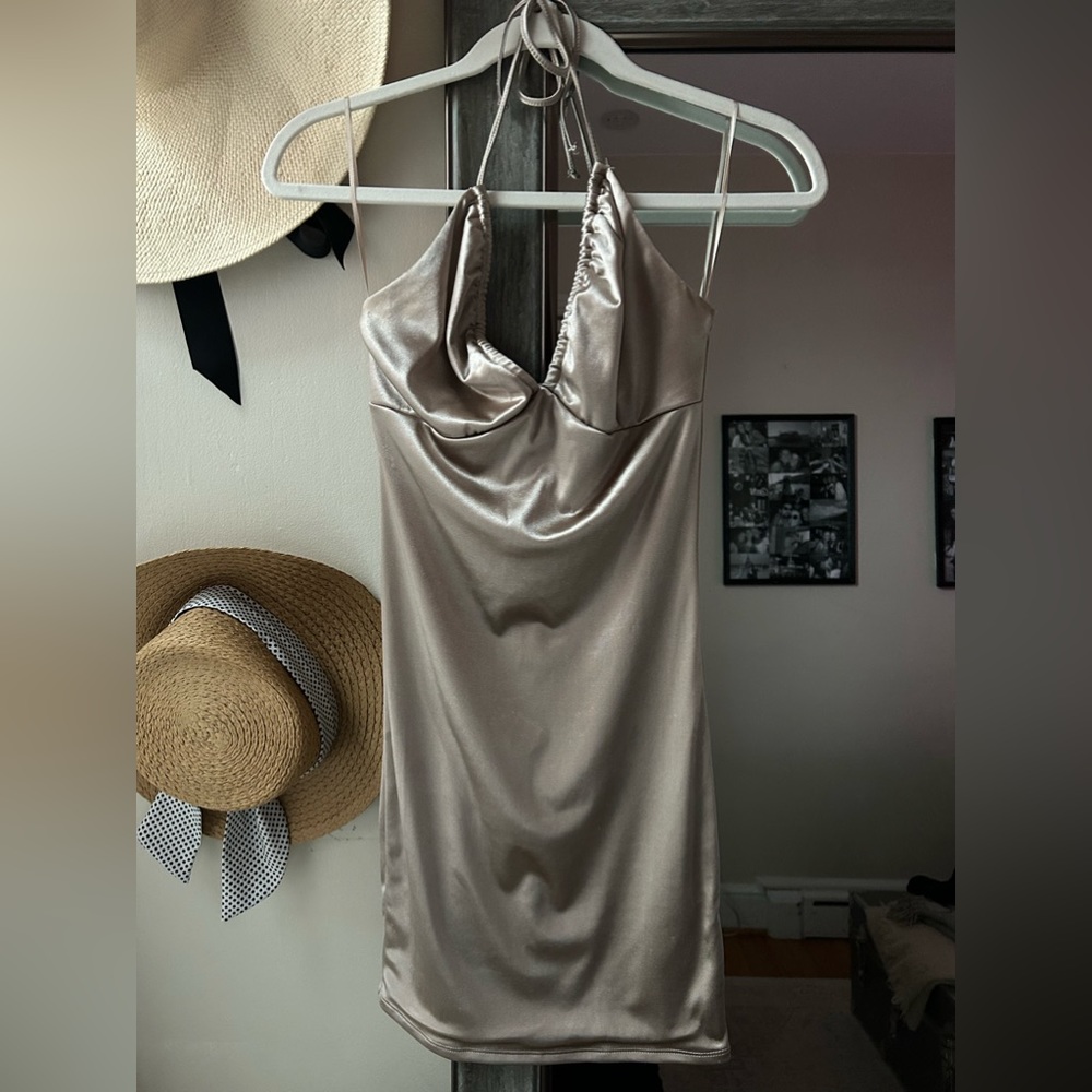 Garage Allegra Ruched Halter Mini Dress